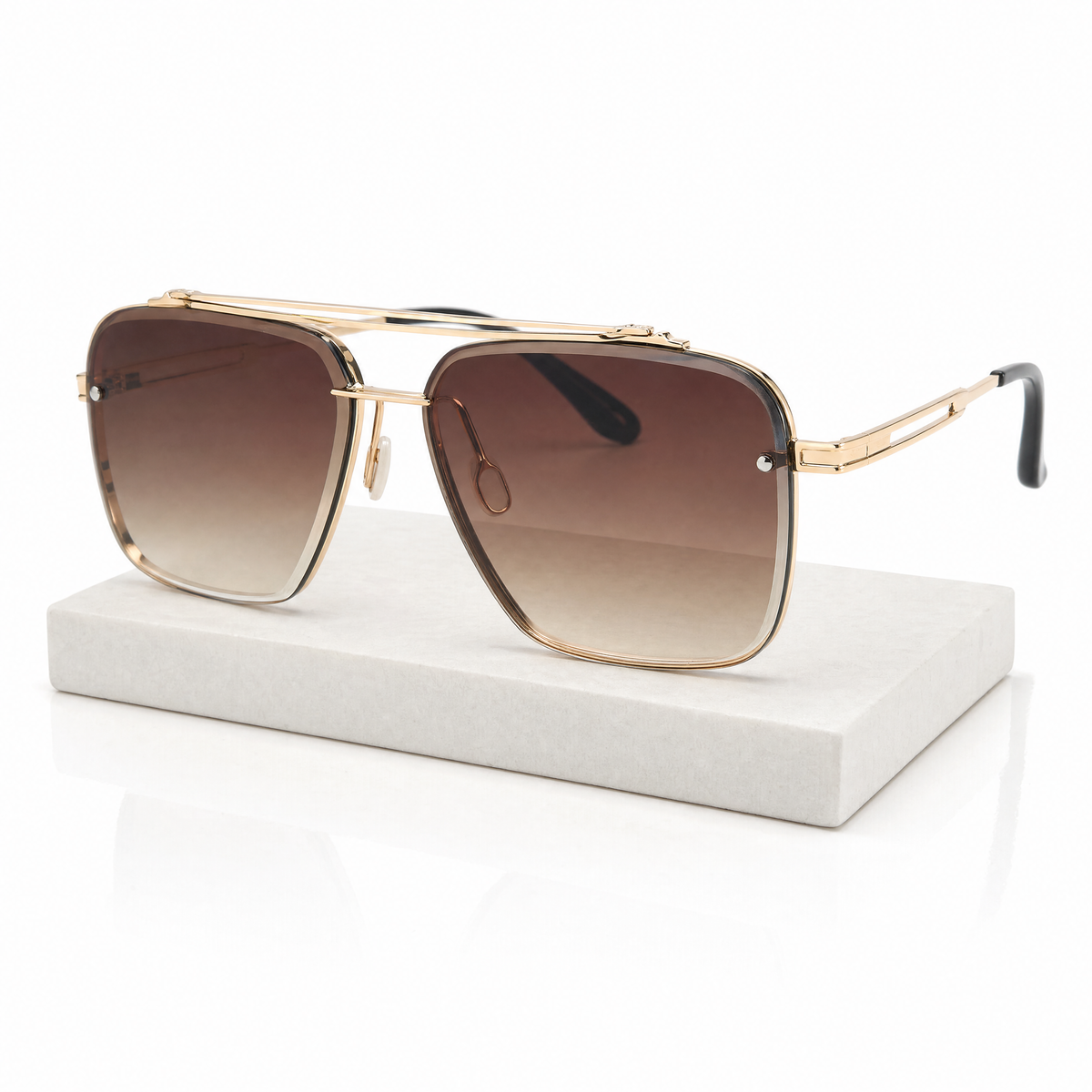 Gafas de sol de doble puente y borde cortado para hombre