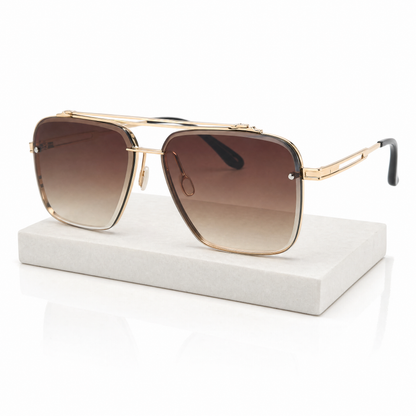 Gafas de sol de doble puente y borde cortado para hombre