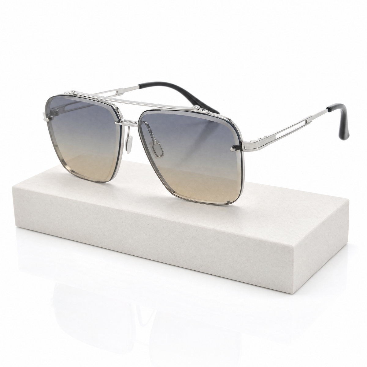 Gafas de sol de doble puente y borde cortado para hombre