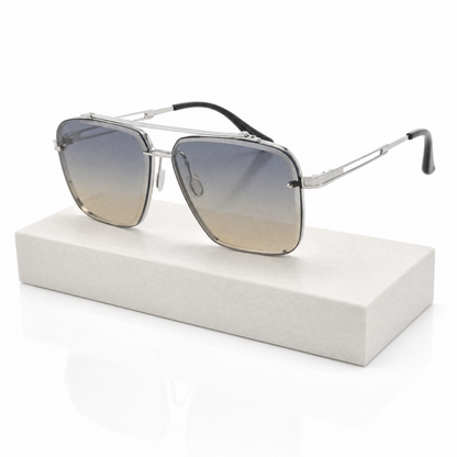 Gafas de sol de doble puente y borde cortado para hombre