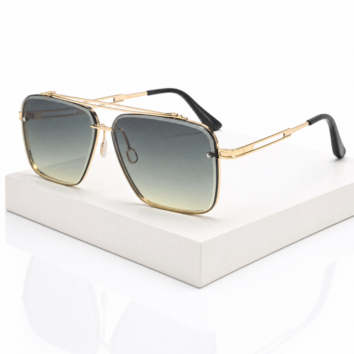 Gafas de sol de doble puente y borde cortado para hombre