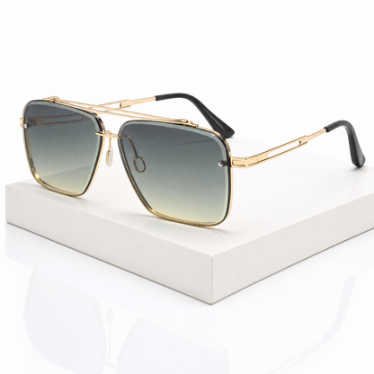 Gafas de sol de doble puente y borde cortado para hombre