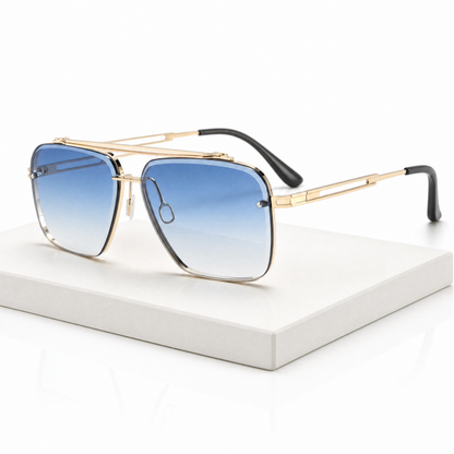Gafas de sol de doble puente y borde cortado para hombre