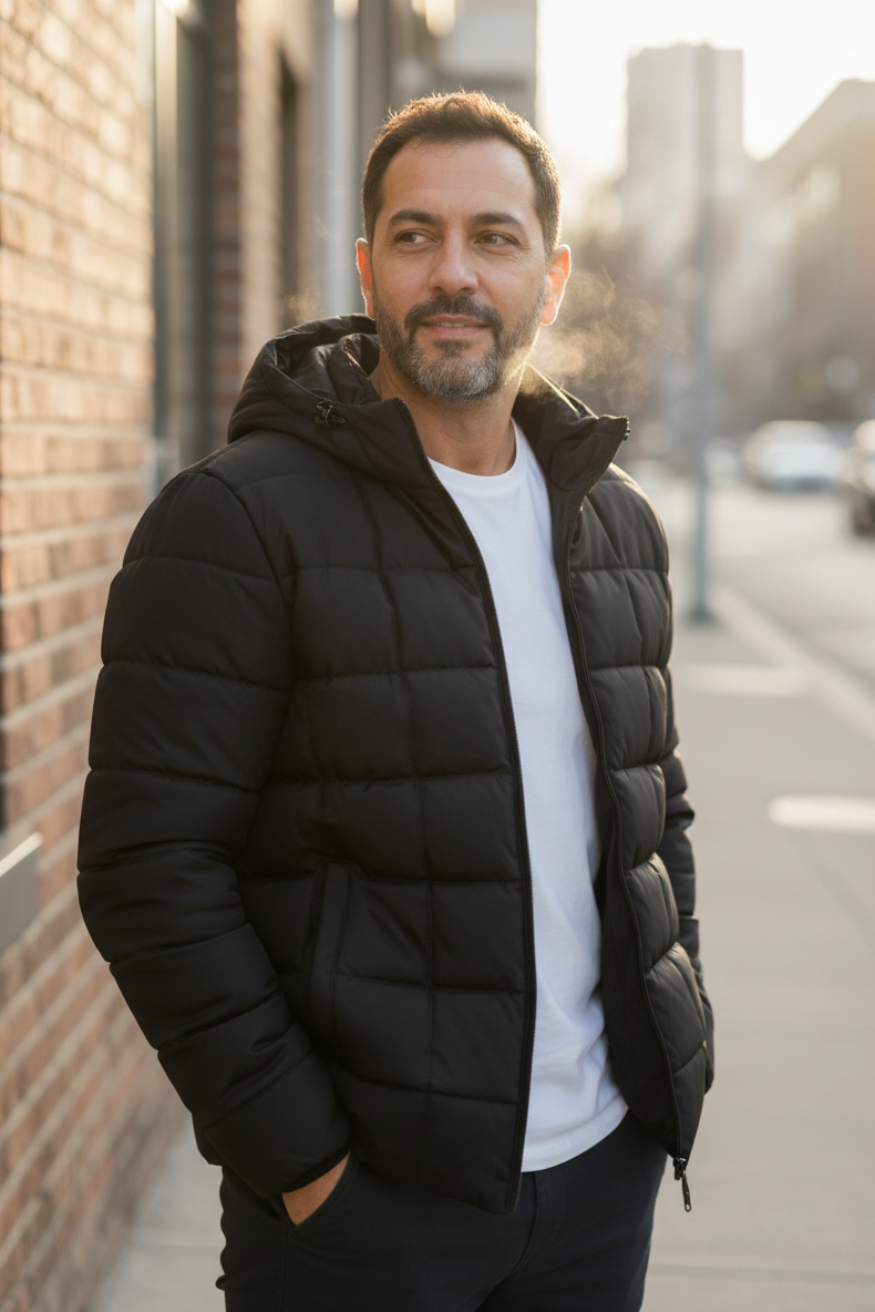 Men's Jacket Short Warm Hooded Cotton Jacket Men